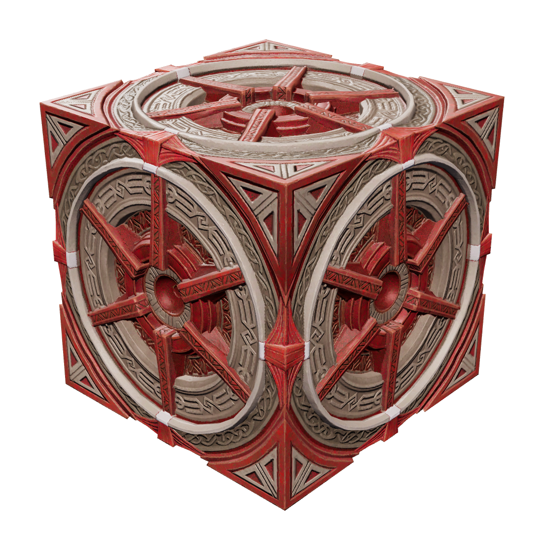The real red Hidden Cube mesh rendered from installed game assets on a transparent background