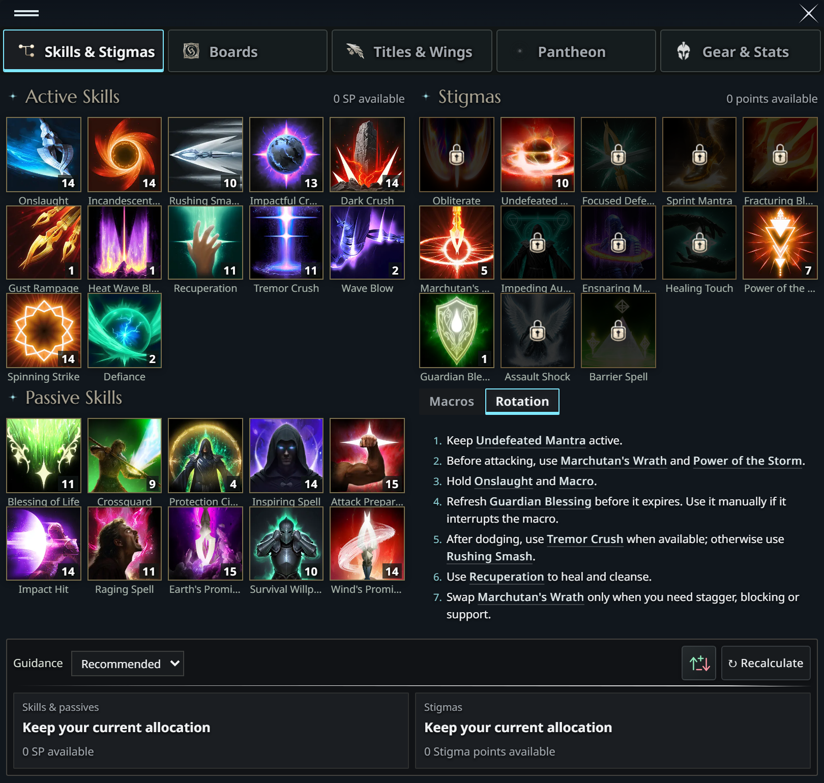 The complete Skills and Stigmas helper with the Rotation tab and full native instructions