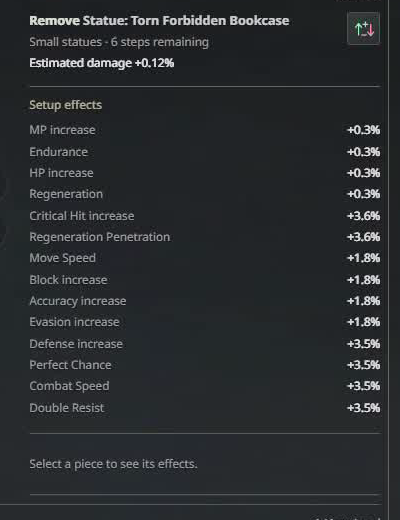 Recorded Pantheon recommendation, estimated damage and combined setup effects