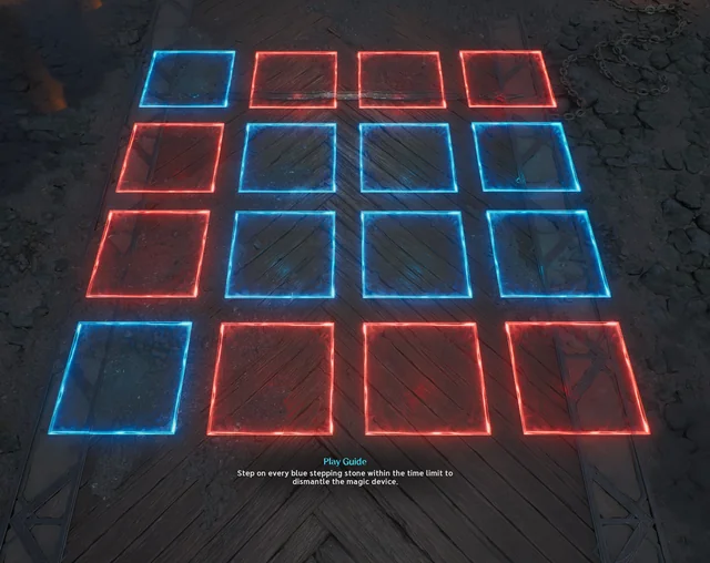 User-provided in-game blue and red steppingstone puzzle