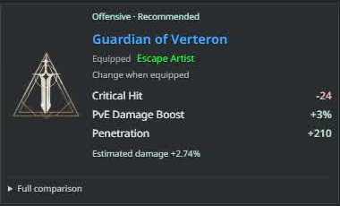 Recorded title recommendation with stat changes and estimated damage improvement