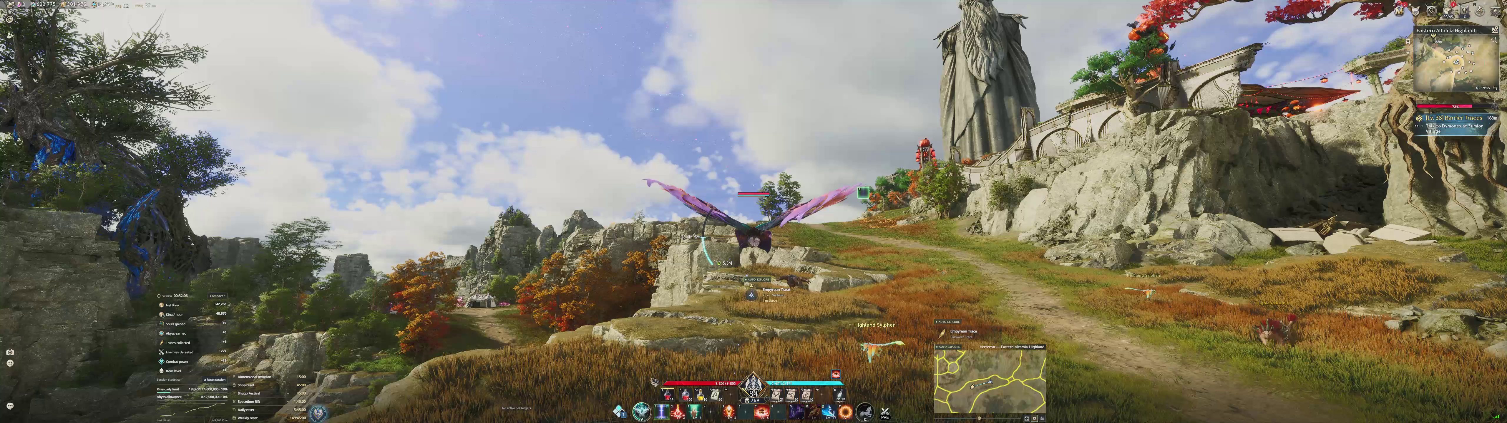 Uncropped 32:9 gameplay with the real companion widgets